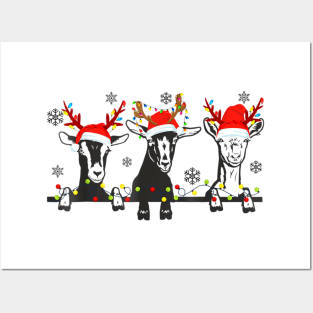 Cute Goats Christmas Lights Farm Animal Christmas Posters and Art